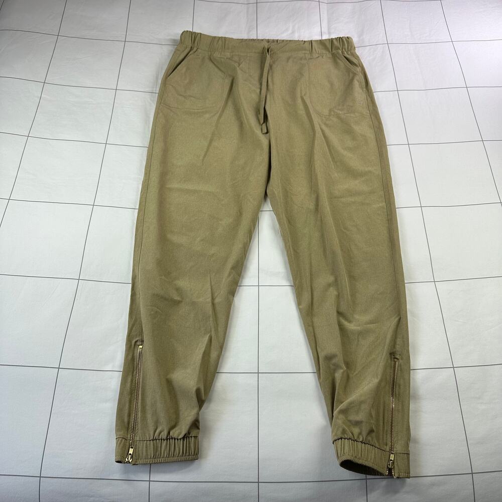 Albion Pants Womens Large Khaki Heather Tan Jetsetter Jogger Ankle Zip Sporty - Picture 3 of 12